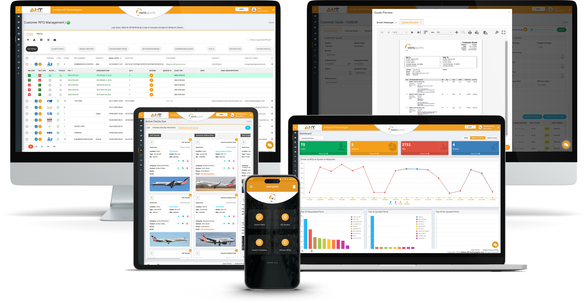 VistQuote is a cloud based alternative to legacy aviation ERP Software and has a mobile app for iOS and Android devices.